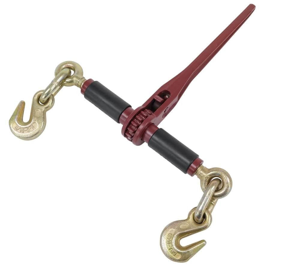 Mytee Products 4 Pack 5/16" - 3/8" Ratchet Chain Binder w/Rubber Grips - 7100 lbs WLL Closed Body Ratchet Lever Load Binder - Tie Down Hauling Chain Binders for Flatbed Truck Trailer