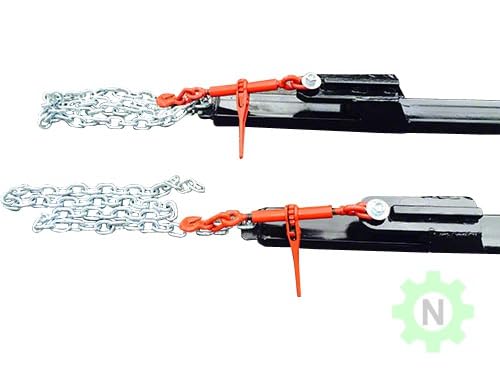 60" Bucket Pallet Bolt On Fork with Chain and Ratchet Chain Binder, 3000 Lbs, Usable Length: 40" Bucket Forks (Pair)