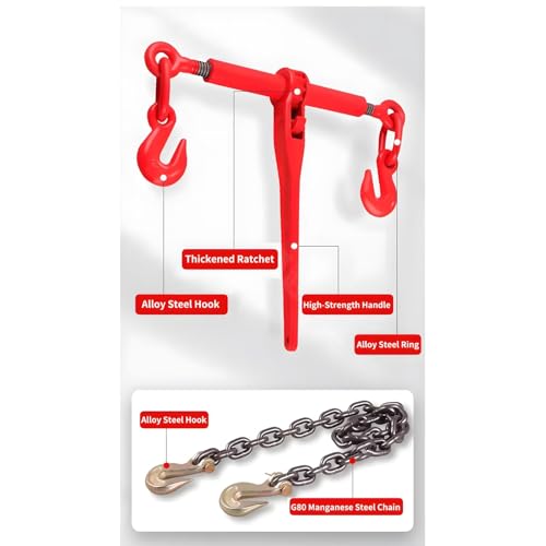 2 Pcs 2Ton Ratchet Chain Binder Kit - 5/16" & 3/8" Load Binder with G80 5/16" x 19.7 FT Chain & 3/8" Clevis Grab Hooks for Heavy-Duty Hauling, Towing, & Tie Down Solutions