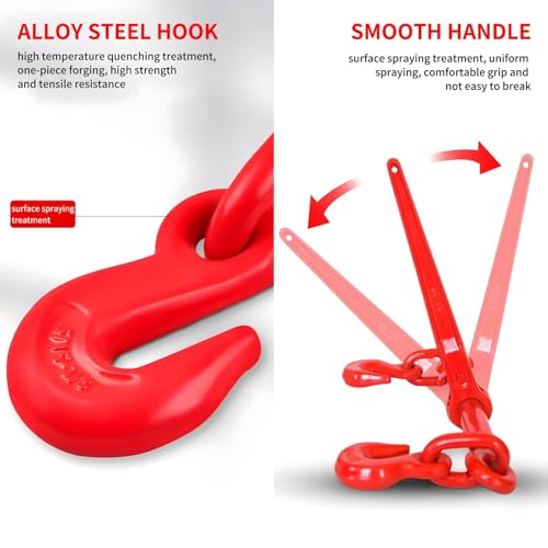 2 Pcs 2Ton Ratchet Chain Binder Kit - 5/16" & 3/8" Load Binder with G80 5/16" x 19.7 FT Chain & 3/8" Clevis Grab Hooks for Heavy-Duty Hauling, Towing, & Tie Down Solutions