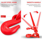 2 Pcs 2Ton Ratchet Chain Binder Kit - 5/16" & 3/8" Load Binder with G80 5/16" x 19.7 FT Chain & 3/8" Clevis Grab Hooks for Heavy-Duty Hauling, Towing, & Tie Down Solutions