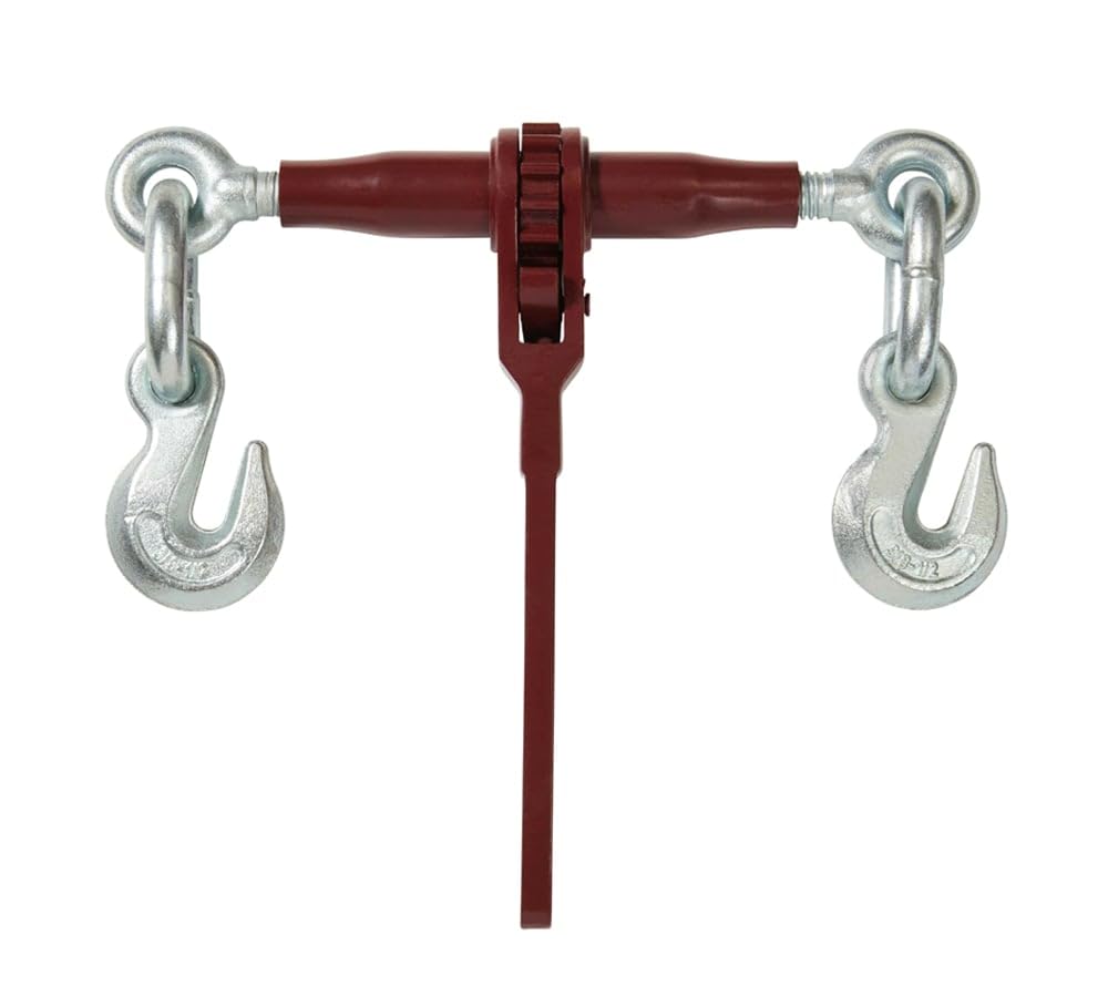 Mytee Products 4 Pack 3/8" - 1/2" Pro Heavy Duty Ratchet Load Chain Binder with with Grab Hooks - 12,000 Lbs Working Load Limit - Heavy Swaged Barrel Cold-Drawn Tubing for Increased Strength