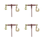 Mytee Products 4 Pcs Ratchet Binder with Grab Hook w/ 4 Pcs Trailer Hitch Safety Chain with Slip Hook