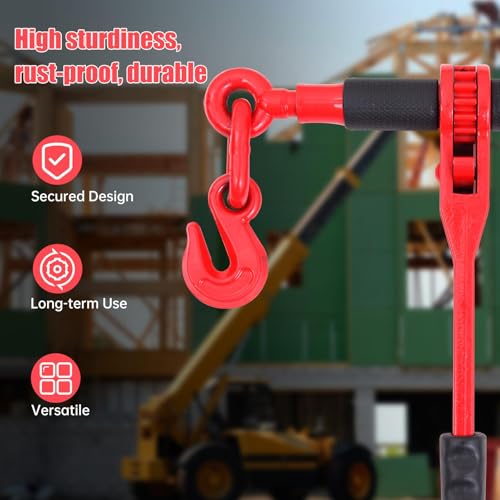 Heavy-Duty Chain Binder Kit 5/16in-3/8in, 4900 lbs Load Capacity - Durable Tie Down Hooks for Lifting, Hauling, and Secure Transport - Ideal for Trucks and Trailers