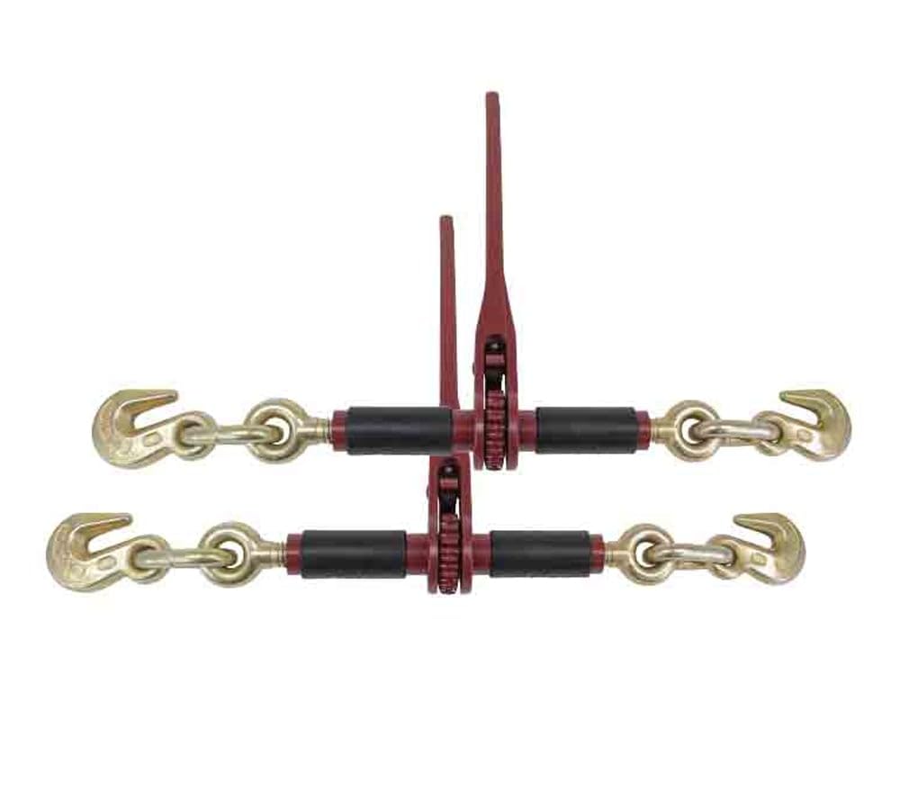 Mytee Products 4 Pack 5/16" - 3/8" Ratchet Chain Binder w/Rubber Grips - 7100 lbs WLL Closed Body Ratchet Lever Load Binder - Tie Down Hauling Chain Binders for Flatbed Truck Trailer