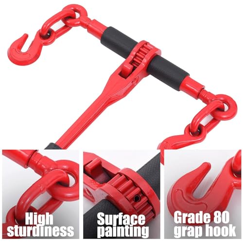 Heavy-Duty Chain Binder Kit 5/16in-3/8in, 4900 lbs Load Capacity - Durable Tie Down Hooks for Lifting, Hauling, and Secure Transport - Ideal for Trucks and Trailers