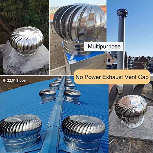 Stainless Steel 304 Non Power Roof Ntilator, Roof Nt for Leak Proof Nt Cap Fan, Wind Turbines Attic Air Nt Ntilating Turbines NTS, Rotating Chimney Cap for Houses Factory Atti，160mm