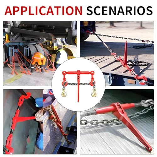2 Pcs 2Ton Ratchet Chain Binder Kit - 5/16" & 3/8" Load Binder with G80 5/16" x 19.7 FT Chain & 3/8" Clevis Grab Hooks for Heavy-Duty Hauling, Towing, & Tie Down Solutions