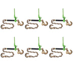 Mytee Products 4 Pack Hi-Viz Green Folding Handle Ratchet Pro-Binder w/ 3/8"-5/16" Grab Hook, 1/2" Sling Hook & 3/8" x 2' G80 Chain, 1/2" Sling Hook | 7,100 lbs WLL | Binder for Flatbed Trailer