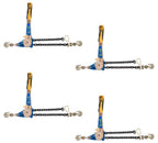 Mytee Products 4 Pack 3/8" - 1/2"Easy Ratchet Chain Binder with Grab Hooks & 6000 lbs WLL - Heavy Duty Tie Down Ratchet Load Binder for Flatbed Trailers & Trucks
