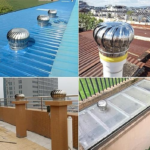 Stainless Steel Roof Turbine Ventilator, Anti-Downdraught Spinning Ventilation Chimney Cowl for Effective Airflow