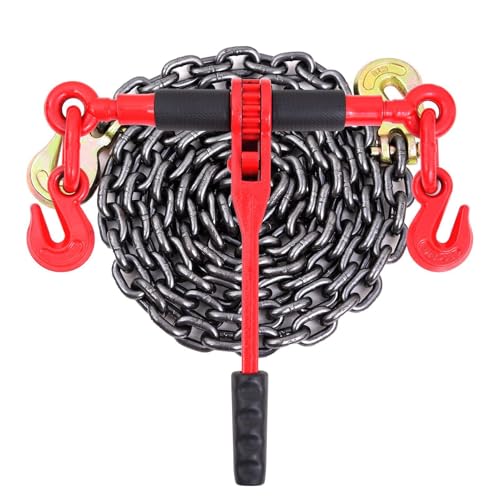 Heavy-Duty Chain Binder Kit 5/16in-3/8in, 4900 lbs Load Capacity - Durable Tie Down Hooks for Lifting, Hauling, and Secure Transport - Ideal for Trucks and Trailers