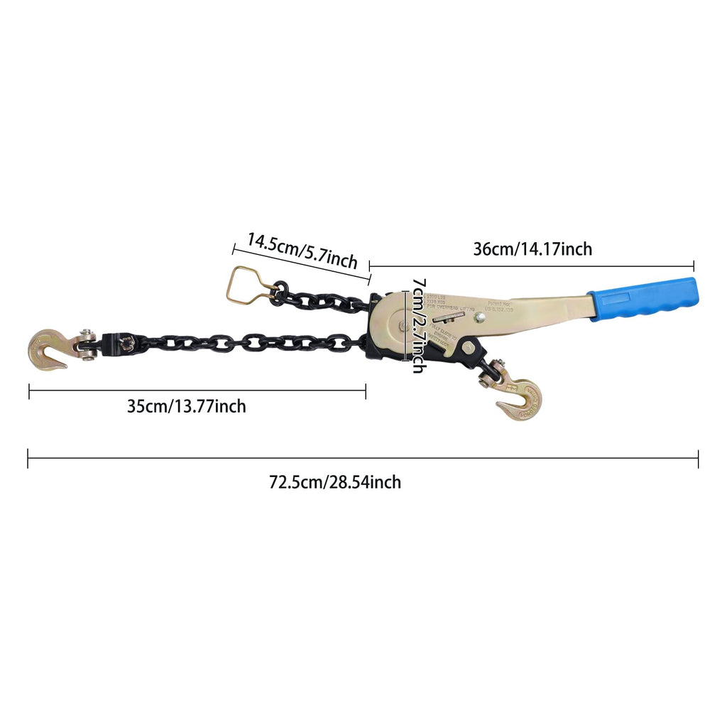 4 Pack 1/4"-5/16" Easy Ratchet Chain Binder with Grab Hooks & 6600 lbs WLL - Heavy Duty Tie Down Ratchet Load Binder for Flatbed Trailers & Trucks, Tractors, Transportation, Industry, Blue