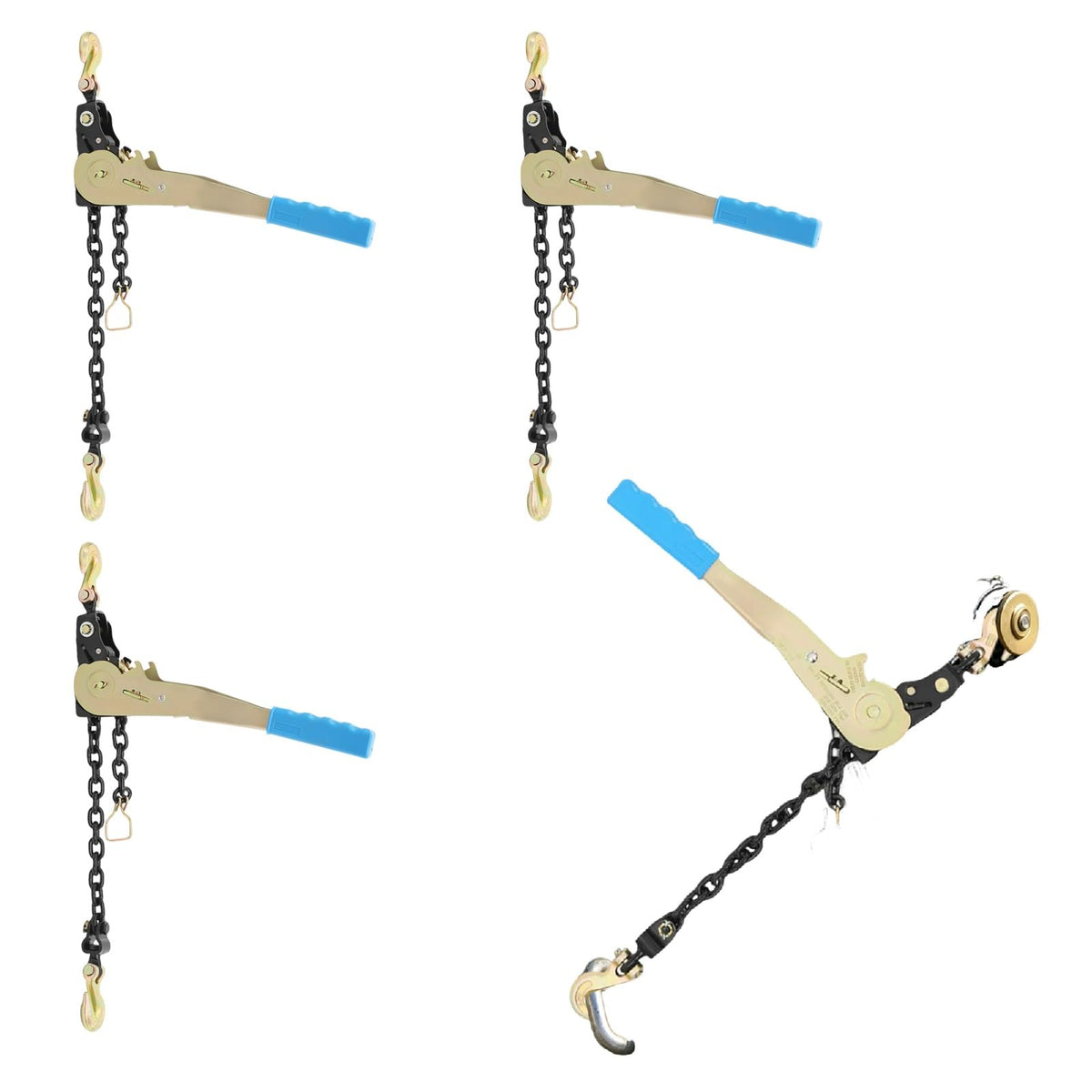 2PCS Ratcheting Chain Load Binder, Yellow, Load 6600lbs, 3/8-1/2in
