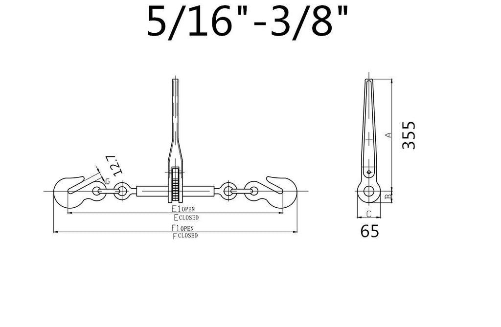 (Set of 2) 1/2“ – 5/8“ Chain Ratcheting Load Binder Boomer Tie Down Rigging 0900150-2