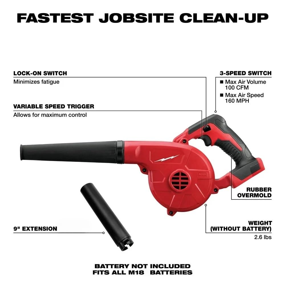 0884-20 for Milwaukee M18 Compact Blower w/Extension Nozzle - Bare Tool