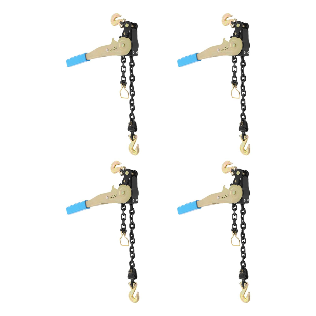 4 Pack Ratcheting Chain Binder Kit, EZ Ratchet Chain Load Binder with Grab Hooks, 6600 lbs Capacity Heavy Duty Tie Down Ratchet Load Binder for Trucks Flatbed Trailers (Yellow, 4pack 6600lbs)