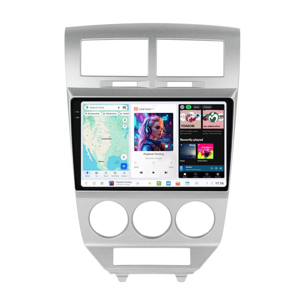 DUDUAUTO DUDU7 Android Radio Stereo for Dodge Caliber 2007-2014 Head Unit, 12+512GB 2K 10.36" Touch Screen GPS Navi with Car-Play/Android Auto/Type-C Port/FM/AM/SWC/DSP