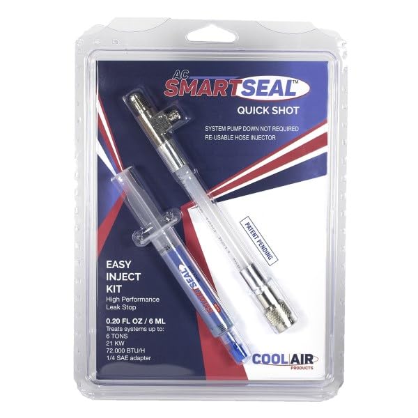 SmartSeal Quick Shot AC Leak Sealer & Cool Enhancer for HVAC/R Systems (up to 6 ton), Reusable Injector Hose Included, Pack of (5)