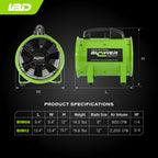 BIM12-DOP1225 Metal Blower Kit with 25' Ducting 2.200CFM & 3/4HP | No Tools Required to Put kit Together | Super Quiet, UV Resistant | Certified Quality & Reliability