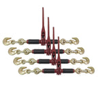 Mytee Products 4 Pack 5/16" - 3/8" Ratchet Chain Binder w/Rubber Grips - 7100 lbs WLL Closed Body Ratchet Lever Load Binder - Tie Down Hauling Chain Binders for Flatbed Truck Trailer