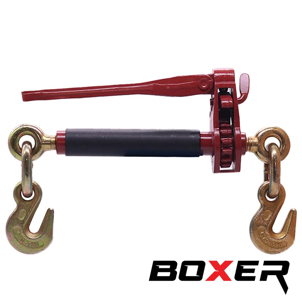 BoxerTool 4 Pack 3/8" - 1/2" Heavy Duty Folding Handle Ratchet Load Binder w/Grab Hook 12,000 lbs WLL - Transport Chain Binder