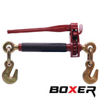 BoxerTool 4 Pack 3/8" - 1/2" Heavy Duty Folding Handle Ratchet Load Binder w/Grab Hook 12,000 lbs WLL - Transport Chain Binder