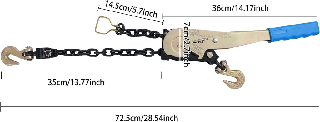 1/4"-5/16" Ratchet Chain Binder with Grab Hooks, 2500lbs, 4 Pack