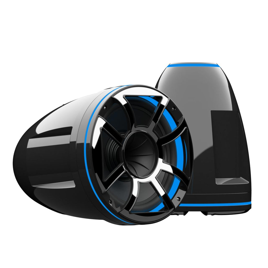 wet sounds REV12 Black HD Tower Speaker with XZ Black Zero Style Grille Black X-Mount Kit