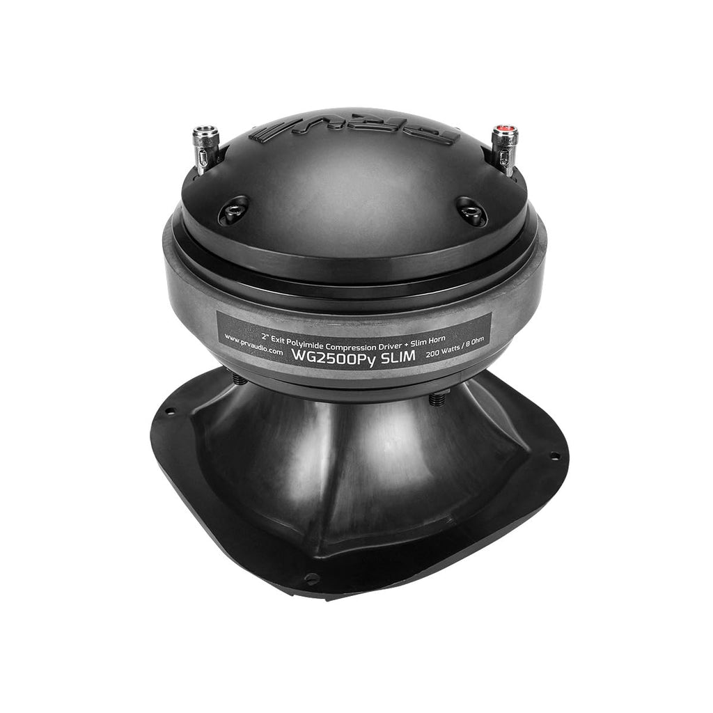 PRV AUDIO 2X WG2500Py Slim 200 Watts 2" Exit Mids & Highs Horn Driver 8 Ohm 107dB PRO Audio Polyimide Compression Driver with Shallow Waveguide (2 Horn Drivers) Bundle 400 Watts