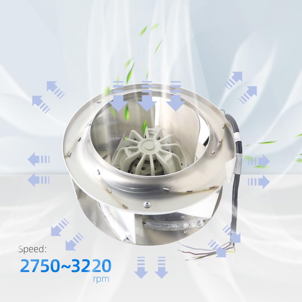 RH28M-2DK.3F.1R Ziehl-abegg Fan RH28M2DK3F1R Industrial Ventilation Aluminum Ventilation Blower 0.95/1.25A 0.53/0.86kW 230V/460V AC Voltage 2840 RPM Inverter Cooling Fan for HVAC Ducts & Workshops