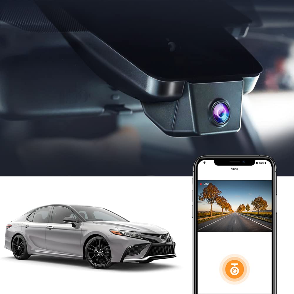 Fitcamx Front 4K+Rear 1080P Dash Cam for 2021-2024 Toyota Camry LE L XLE TRD XSE SE Hybrid (Gen8/XV70), OEM Look, Built-in WiFi & APP, Dual Loop Recording, Gravity Sensor, Easy to Set, 128GB Card