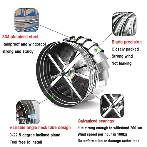 Stainless Steel Roof Turbine Ventilator, Anti-Downdraught Spinning Ventilation Chimney Cowl for Effective Airflow