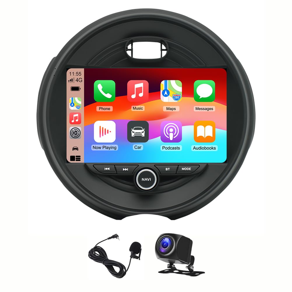 4+64G Android 14 Car Radio Stereo for BMW Mini Cooper F55 F56 F57 2015-2019 Low End, 9" IPS Touchscreen Double Din Radio with Wireless Carplay Android Bluetooth GPS Backup Camera FM/RDS Mirror Link