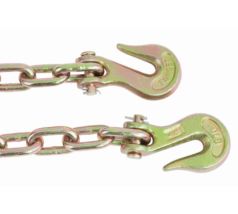 Mytee Products 8 Pack 5/16"- 3/8" Heavy Duty Hi-Viz Green Ratchet Chain Binder w/ 5/16" Grab Hook & 1/2" Slip Hook, 5,400 Lbs WLL & 8 Pack 5/16 Inch x 20 FT Grade 70 Binder Chain w/Clevis Grab Hooks