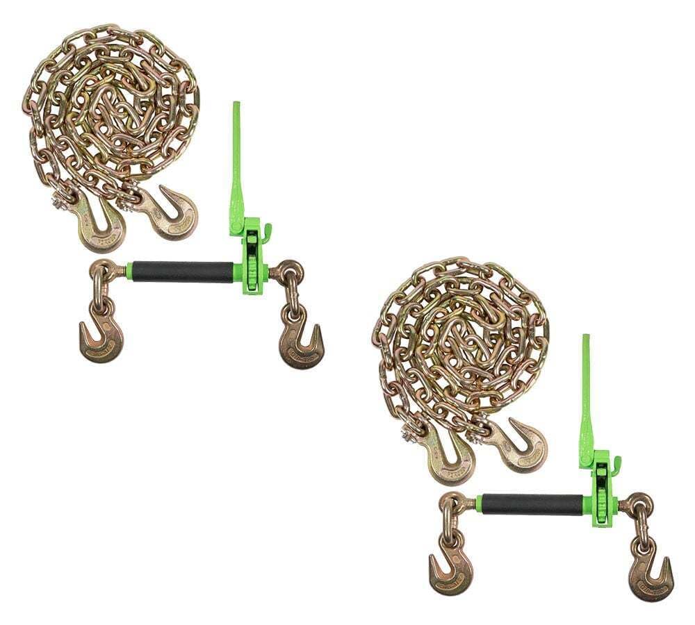TM USWWAGOODS Replacement for/Fits 4PK 3/8'-1/2' Green Folding Handle Ratchet Load Binder & 3/8' x 12' Binder Chain