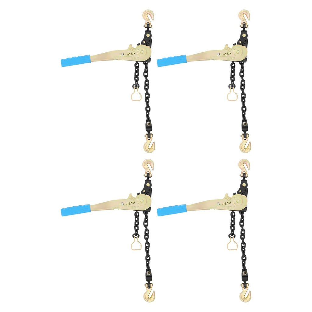 Ratcheting Chain Binder Double Gear Ratcheting Chain Load Binder Heavy Duty Tie Down Hauling Ratchet Speed Binders with G70 Grab Hook for Flatbed Trailer Truck Tractor (1/4-5/16in, 4 Pack)