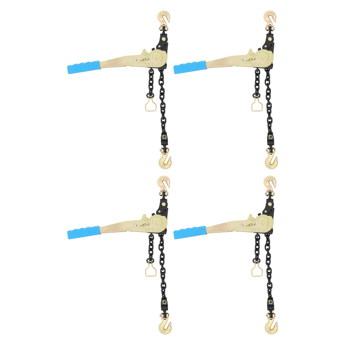 Ratcheting Chain Binder Double Gear Ratcheting Chain Load Binder Heavy Duty Tie Down Hauling Ratchet Speed Binders with G70 Grab Hook for Flatbed Trailer Truck Tractor (1/4-5/16in, 4 Pack)