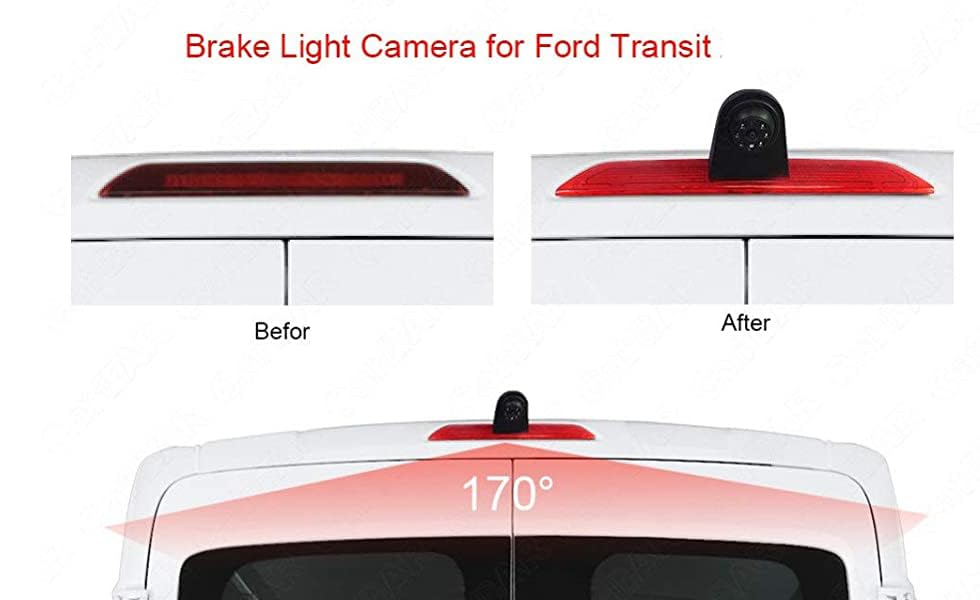 Compatible for Ford Transit 150 2015-2020, Transit 250 2015-2020, Transit 350/350 HD 2015-2020 Brake Light Backup Camera with 7 inch Monitor with Bracket(Transit Van)