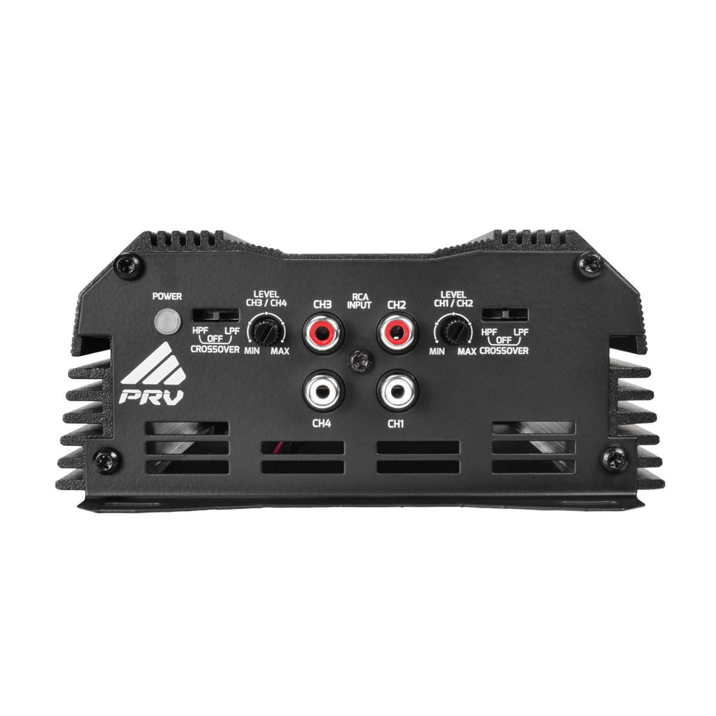 PRV Audio MDX1200.4 2 Ohm Mini 4 Channel Car Audio Amplifier 4 x 300 Watts RMS at 2 Ohm - 1200 Watt 12 Volts Bridgeable Amp for Powersports, Motorcycles, ATV, for High Power Stereo Speaker Systems