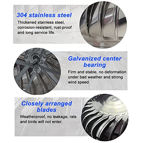 Wind Turbine Generator Kit: Horizontal Vertical 304 Stainless Steel Blades Controller for Battery Charging, Rotating Chimney Cowl Cap