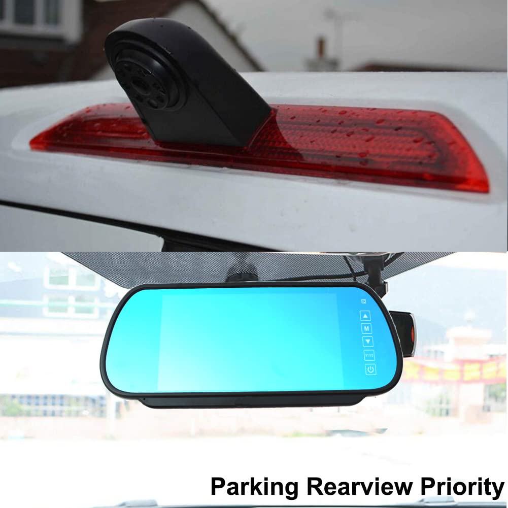 Compatible for Ford Transit 150 2015-2020, Transit 250 2015-2020, Transit 350/350 HD 2015-2020 Brake Light Backup Camera with 7 inch Monitor with Bracket(Transit Van)