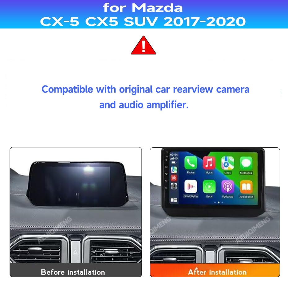 13 Car Radio Stereo for Mazda CX-5 CX5 2017-2020 - 9" IPS Touch Screen, Upgrade Dash Kit with CarPlay & Android Auto, GPS Navigation, Bluetooth 5.0, WiFi, SWC, 5G, DSP