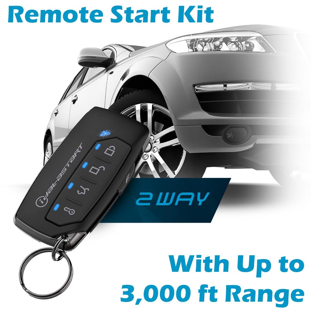 iDataStart Remote Starter KIT for Select Nissan/Infiniti/Suzuki Vehicles 2004+ and Select Chevrolet 2015+ w/3000ft Range (2-Way, 5-Button, 2-Remotes)