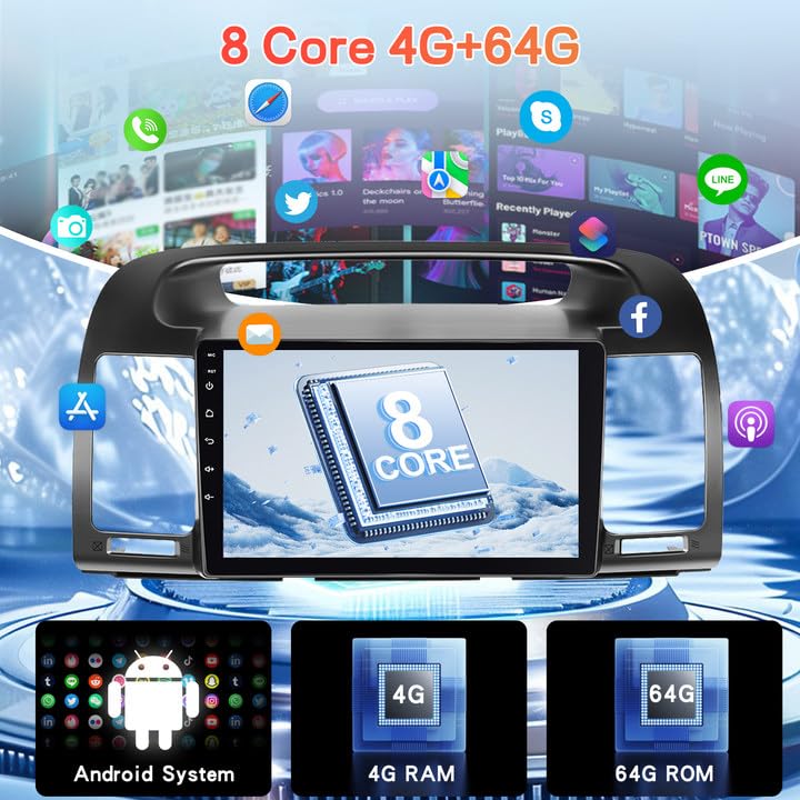 [4G+64G] 8 Core Car Radio for Toyota Camry 2002 2003 2004 2005 2006