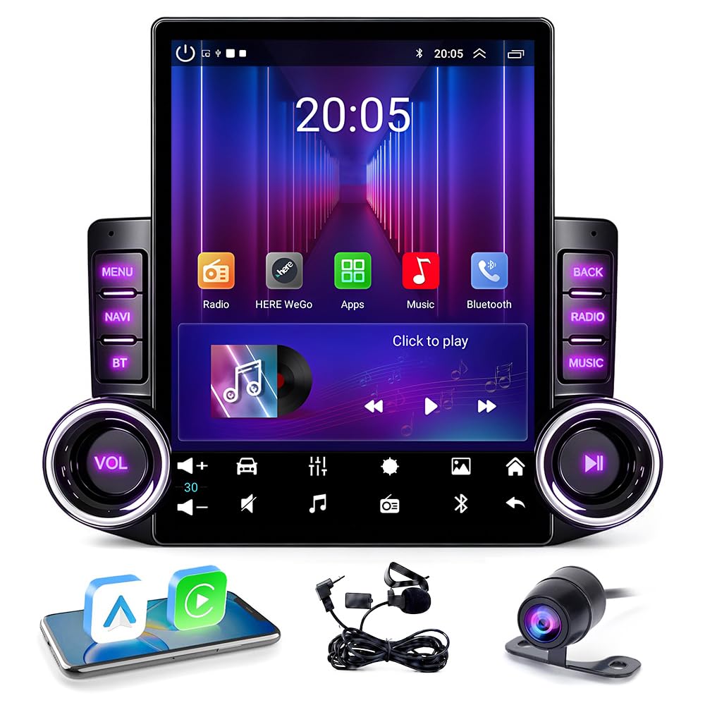 9.7" Android 15 Universal Car Stereo, 4+64G Quad Core Touch Screen Radio