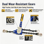2 Pack 5/16"-3/8" EZ Ratchet Chain Binder with G70 Grab Hooks, Ratchet Load Binder Kit, 5400 lbs WLL Heavy Duty Cargo Tie Down for Flatbed Trailers & Trucks