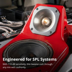 Ciare SPL CT440 Horn Tweeter, 1.75” Mylar Voice Coil, 500W Program Power, 110 dB, 8 Ohm High Output Super Tweeter, 2000-20,000 Hz, Anodized Silver, for SPL Car Audio & Pro PA Systems