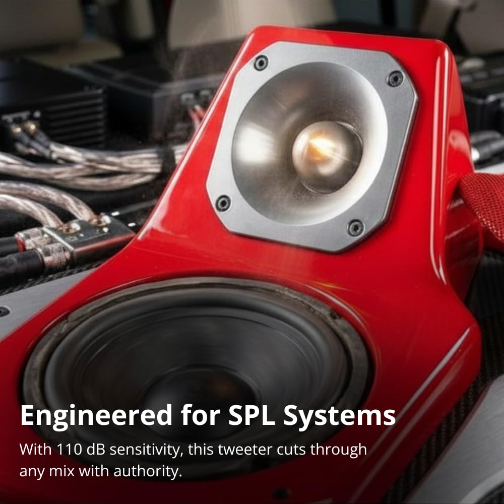 Ciare SPL CT440 Horn Tweeter, 1.75” Mylar Voice Coil, 500W Program Power, 110 dB, 8 Ohm High Output Super Tweeter, 2000-20,000 Hz, Anodized Silver, for SPL Car Audio & Pro PA Systems