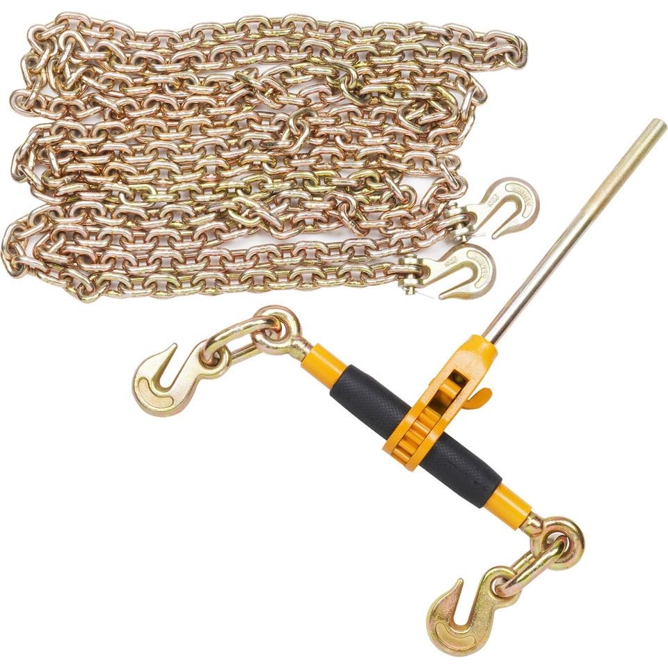 NEW 2 Pack 3/8"-1/2" Ratchet Binder Load Binders 12000 lbs w/20ft G80 Chains NEW